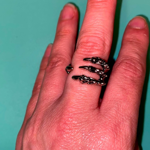 🆕Unisex Silver-Plated Dragon Claw Ring- Adjustable Size 9 as pictured - Picture 3 of 8